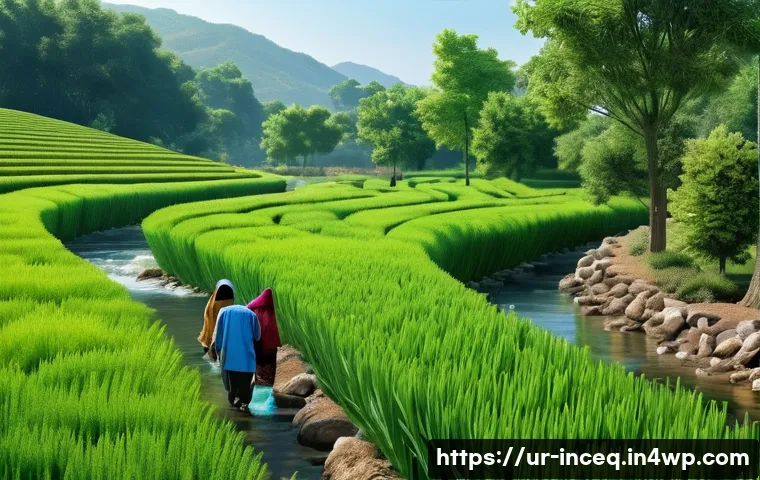 사회책임 투자 기준 작성 시 고려 사항 - **Prompt for Environmental Stewardship (ماحولیاتی تحفظ):**
"A visually striking and hopeful imag...