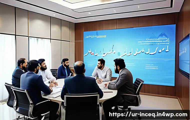 사회책임 투자와 기업의 윤리적 결정 - A modern corporate office scene in Karachi, Pakistan, showcasing a diverse group of professional Urd...