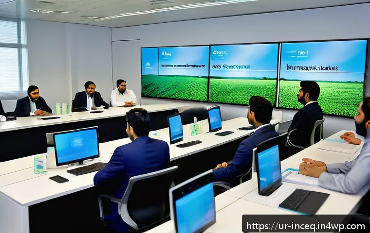 사회책임 투자 기준 개발을 위한 단계 - A detailed corporate office scene in Karachi, Pakistan, showcasing a diverse team of professionals—m...