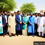 Home 18 사회책임 투자와 기업의 사회적 책임 실현 - A vibrant community event in a Pakistani urban neighborhood showing a diverse group of business prof...