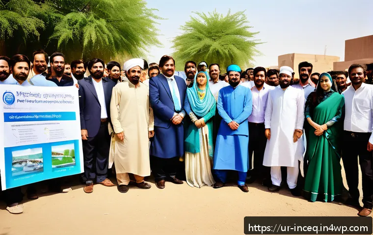 사회책임 투자와 기업의 사회적 책임 실현 - A vibrant community event in a Pakistani urban neighborhood showing a diverse group of business prof...