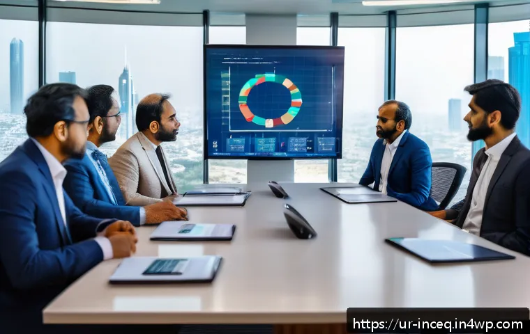 사회책임 투자 성과 측정 방법 - A professional business meeting scene in a modern office in Karachi, Pakistan, featuring diverse inv...